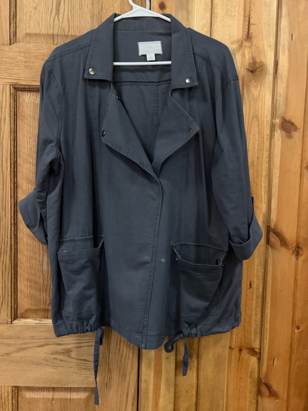 Caslon Navy Utility Jacket with Drawstring Hem
